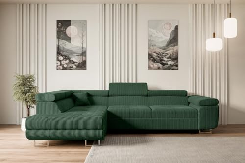ALTDECOR Ecksofa mit Schlaffunktion L-Form GUSA-L 272x202x107 - Grün | Corner Sofa Bett Eckcouch Couch Wohnlandschaft Cauchsofa