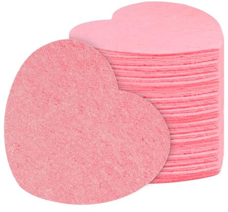 Yaztauho Spugne per il viso compresse, 20 spugne per il lavaggio del viso, spugna per la pulizia del viso a di cuore, maschera esfoliante, rimozione del trucco, rosa