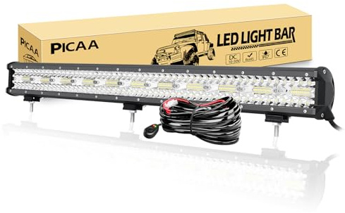 PICAA LED-ljusstång, 31 tum 79 cm 8D 660W Triple Rad Spot Flood Arbetsljus LED Offroad med ledningar för motorcykel 4WD SUV ATV UTV Lastbil 12V 24V