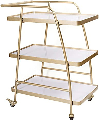 Aufbewahrungswagen, Bar-Servierwagen für Luxusrestaurants in Hotels, modernes Design, 3-stöckiger Barwagen, Getränkewagen aus Holz und Metall, feststellbare Räder, einfach zu verstauen – 85