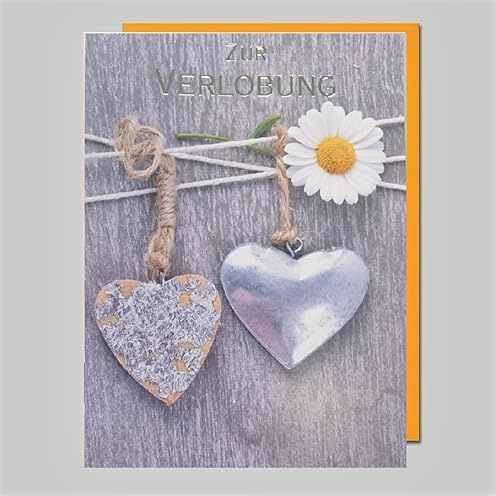 Michel Verlag Liebevolle Glückwunschkarte ZUR VERLOBUNG für Paare | Mit romantischem Herz-Motiv für beste Wünsche | Klappkarte inkl. Umschlag | Format 12x17cm | Made in Germany (Herz-Deko)