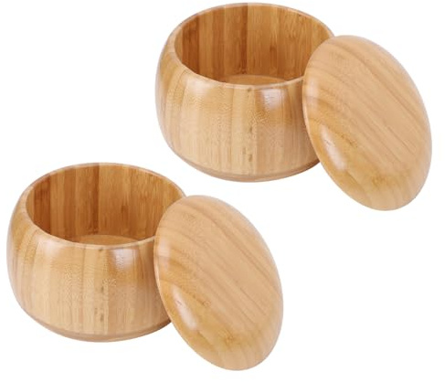 VANZACK Pot de Rangement Bambou Naturel pour Pierres de Jeu de Go et Conteneur de Stockage Écologique pour Joueurs et Étudiants Aux Échecs Portable pour Maison et Salle de Jeu
