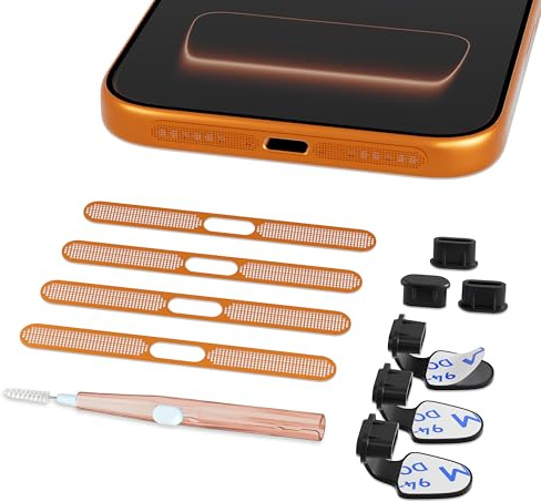 Juego de Tapones Antipolvo USB C, Funda Antipolvo para Altavoz para iPhone 17 Pro Max, Tapones Antipolvo Antipérdida para iPhone 16 15 Pro Max Serie y la Mayoría de los Smartphones USB C (Naranja)