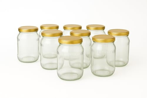 SEPIR Einmachgläser mit Schraubdeckel 8er Set 720ml - Gläser mit Deckel für die Küche - Dickwandige Einweckgläser mit Deckel Gold