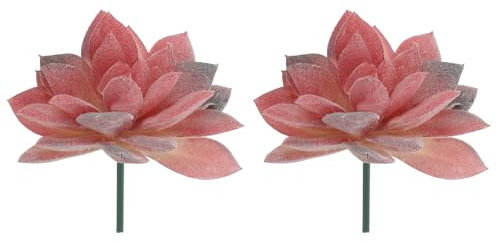 sourcing map 2 Pcs Artificial Succulent Plants, Small Realistic Fake Plants Colorful Faux Artificial Flocking Lotus Flowers for Home Office Garden Flower Hotel Decoration, Red