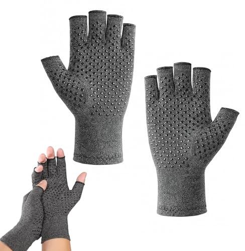 Reiteag Guantes Fisioprim para Artrosis – Soporte Ligero de Medio Dedo, Alivio del Dolor y Hinchazón, Tejido Elástico y Transpirable para Uso Diario (XL)