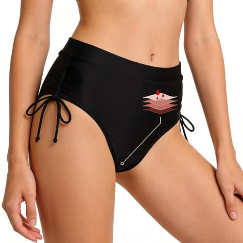 SCCGKP Women's Period Pants for Swimming Menstrual Bottoms Sporty Swim Underwear, Leakproof Swimwear for Teens Girls (UK, Alpha, XS, Regular, Regular, Black1)