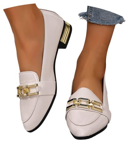 Ballerines à enfiler pour femme - Antidérapantes - Chaussures d'été confortables et sportives pour femme - Chaussures plates confortables, beige, 43 EU