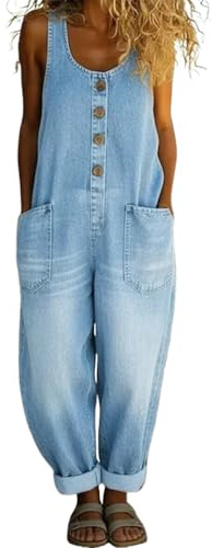 shownicer Latzhose Damen Jeans Baggy Jumpsuit Oversize Arbeitslatzhose Loose Fit Jeanslatzhose Wide Leg Jean Latzhose
