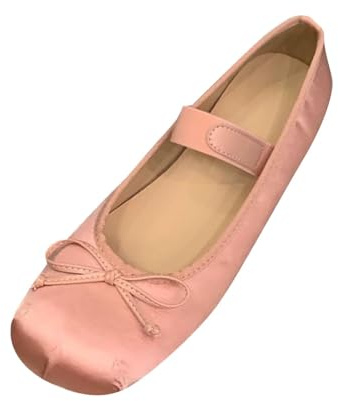 Ballerinaskor, dam, med rosett, Mary Jane-skor, ballerina, skor, balettskor, elegant remballerina, halvskor, platta bröllopsskor, loafers, klädskor, damskor tofflor, båtskor, ROSA, 37 EU