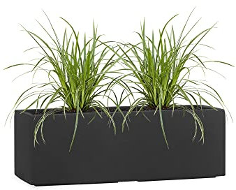 Pflanzwerk® Pflanzkübel TUB Anthrazit 17x50x17cm XXL – Rechteckig – Großer Fiberglas Blumenkübel für Garten & Fensterbank außen und innen - Frostbeständig - UV-Schutz - Markenqualität