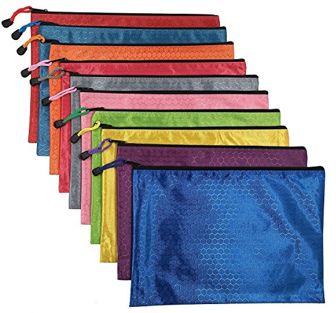 MMY 10 Stück Dokumentenordner, mit matten Perlen, Fußballtrikot-Motiv, Tasche aus PVC, mit Reißverschluss, Dokumenten-Ordner (A3).