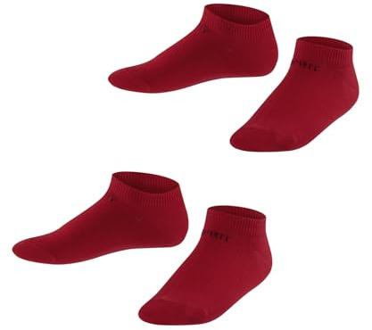 ESPRIT unisex - barn Ankelstrumpor Foot Logo Multipack K Sn bomull kort enfärgat 2 par, Röd Fire 8150, 27-30