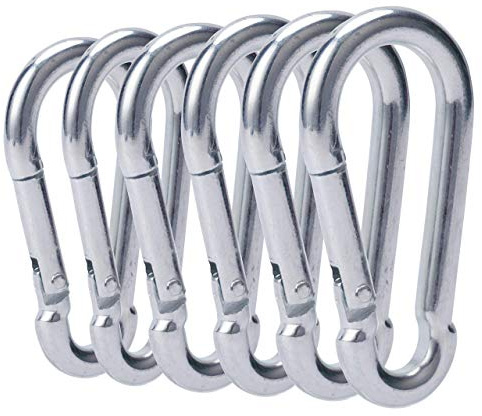 3 Inch Carabiner Clip Spring Snap Hook Heavy Duty 6pcs M8x80mm for Fitness Hammock Swing Camping Hiking