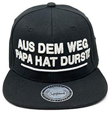 Outfitfabrik ❤️ Snapback Cap AUS DEM Weg, Papa HAT Durst in schwarz mit 3D-Stick in weiß (Vatertag, Herrentag, JGA, Festival, Statement, Party, Alkohol, Bier, Geschenk), One Size