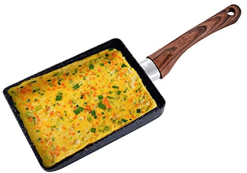 HERCHR Padella per Frittata Giapponese, Padella Tamagoyaki Antiaderente, Padella Omelette, Padella Rettangolare Giapponese, Stufa per Tamagoyaki, Padella in Alluminio Quadrata, 15.5×18.5×35cm