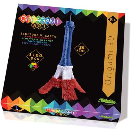 Creagami 3178743 Origami 3D, Papierskulptur Eiffelturm in französischen Farben, Bastelset für Erwachsene und Kinder ab 8 Jahren, 1100 Teile