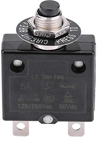 Circuit Breaker 5A 8A 10A 15A 18A 20A 30A Optional Reset Thermal Switch 125-250V AC 50V DC Current Overload Protection Pushbutton Circuit Breaker (8 Amps)
