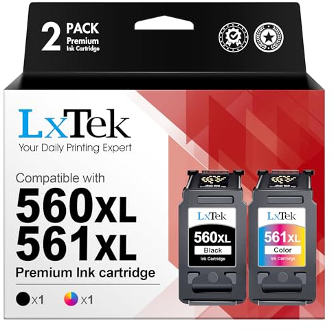 560XL 561XL Druckerpatronen für Canon Druckerpatronen 560 561 PG 560 XL | PG560XL für Canon 560 561 Patronen Kompatibel für Canon TS5350i Patronen TS 5350i TS7450i TS5350a (Schwarz Farbe, 2er-Pack)