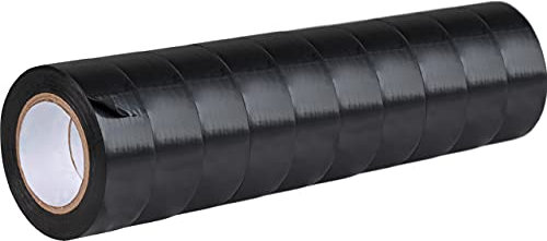 GRIP Eventbasics Isolierband schwarz GT 807, Isotape 10er Set, 19 mm x 10 m/Rolle, selbstklebendes Isolierband wasserfest, flammhemmend, elastisch, durchschlagfest bis 5 kV