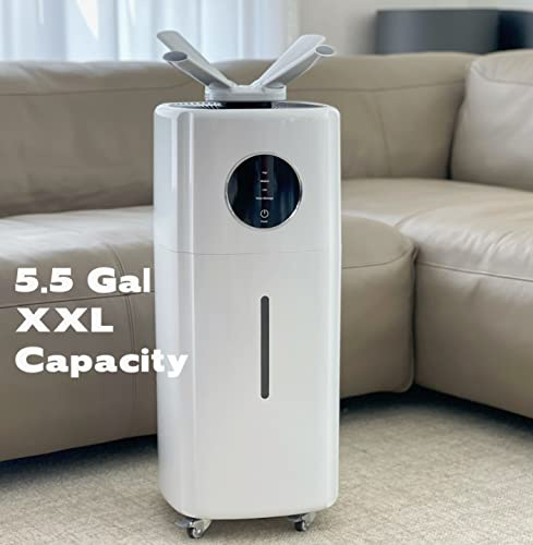 GIVEROO Large Humidifiers Whole House Commercial Industrial Humidifier, 5.5Gal/21L, 2000 Sq Ft, 3 Speed, Auto Mode, Sleep Mode, Remote & Touch Control
