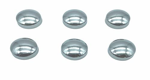 JAM2DAY 6 x Screw Cover Caps for No 6-8 Gauge Screws, Firm Clip-On Type, Chrome Effect
