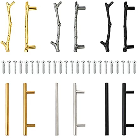 Cheriswelry 12 Sets Edelstahl-Box-Griffe, Baumzweige mit Schrauben-Sets für Epoxidharz-Gussuntersetzer, Heimdekoration