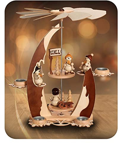 Rudolphs Schatzkiste Tea Light Pyramid Sail with Snowmen for 6 Tea Lights H x L x W 48 x 44 x 37 cm
