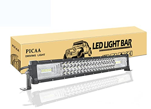 PICAA Led Arbeitsscheinwerfer Light Bar, 22 Zoll 53CM 270W Led Lichtbalken | 12V 24V,Wasserdicht, 7D DREI Reihen, Zusatzscheinwerfer Bar,Lichtleiste, für SUV Offroad ATV UTV Traktor 4x4 Auto,6000K