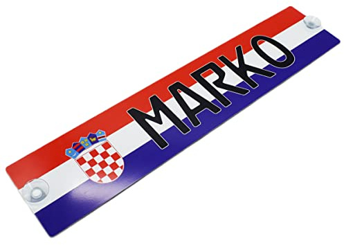 LKW Namensschilder HR Flagge - Tablica sa imenom sa Hrvatskom zastavom - Funschilder individuell mit Wunschtext gestaltbar