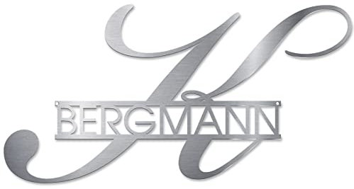 MOCAVI Edelstahl Namensschild Stick 802 Namens - Monogramm, zum Aufhängen personalisiertes Namens-Schild, V4A Edelstahl