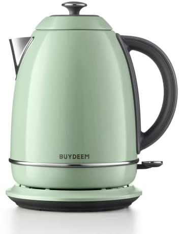 BUYDEEM Bouilloire électrique rétro - 1,7 l - En acier inoxydable - Sans BPA - Arrêt automatique et protection contre le froid - Vert