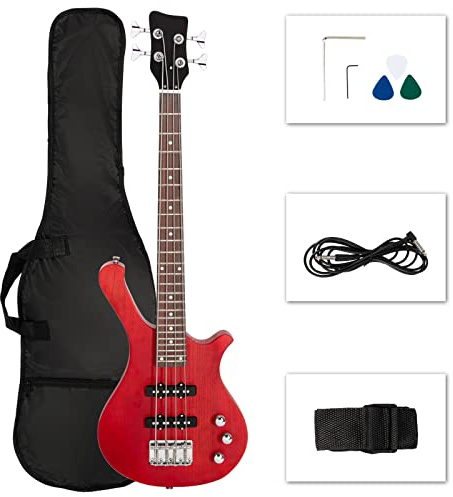 Ktaxon 36 Inch Bass Guitar 4 String Electric Bass Guitar (Compact-Red)