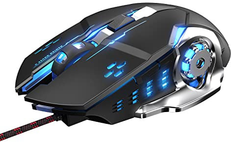 LiBO&HKBO Gaming Mouse Wired, USB Optical Computer Mice with RGB Backlit, 4 Adjustable DPI Up to 3600, Ergonomic Gamer Laptop PC Mouse with 6 Programmable Buttons for Windows 7/8/10/XP Vista