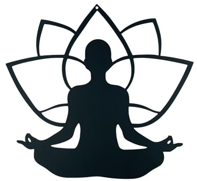 Zen Yoga Wanddeko Metall Schwarz Wand Deko Minimalistische Wanddeko für Wohnzimmer Schlafzimmer Café Bar 12×13 in