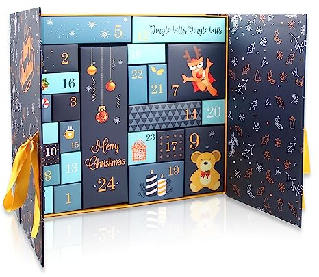 Weihnachts-Adventskalender 2023 - 24 bunte wiederverwendbare Boxen zum Befüllen, Adventskalenderfüller für Kinder & Erwachsene, perfekte Weihnachtsgeschenke und Geschenke