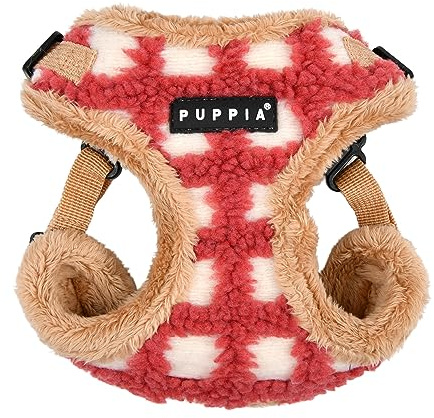 Puppia Stefan Comfort Hundegeschirr Step-In Warm Winter Tumbling Waffelmuster Verstellbarer Hals und Brust für kleine und mittelgroße Hunde, Koralle, Klein