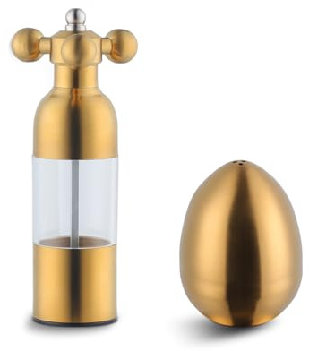 Buyer Star Salt and Pepper Shakers, Stainless Steel Pepper Grinder & Salt Shaker Set, Pepper Mill and Salt Shaker for Steak Spaghetti Chicken Breast Salad Dressing Bottle Seasoning Products BBQ - Gold