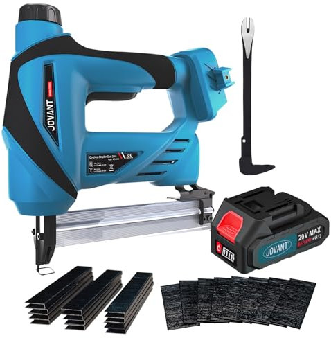 Nail Gun Battery Powered, Cordless Nail Guns with 1 * 2.0Ah Li-ion Battery, 20V 2 in 1 Electric Nail Gun with Staple Remover, Cordless Brad Nailer for Upholstery, Carpentry and Woodworking