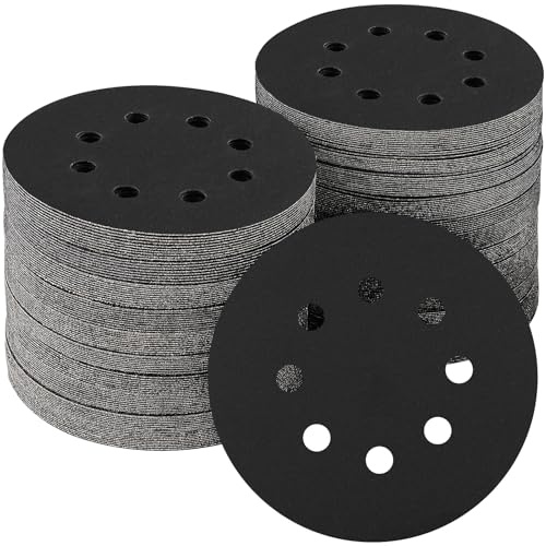 POTUINOM Lot de 100 disques abrasifs en carbure de silicium de 12,7 cm, grain 240, ponceuse orbitale humide et sèche à 5 crochets et boucles, idéal pour le métal, l'automobile, le polissage du bois