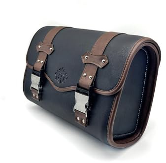 TentHome Fahrradtasche Gepäckträger Retro Seitentasche Einzeltasche Hinten Gepäckträgertasche Vintage Hecktasche Leder PU Rücksitztasche Motorradtasche (Schwarz-Kaffee)