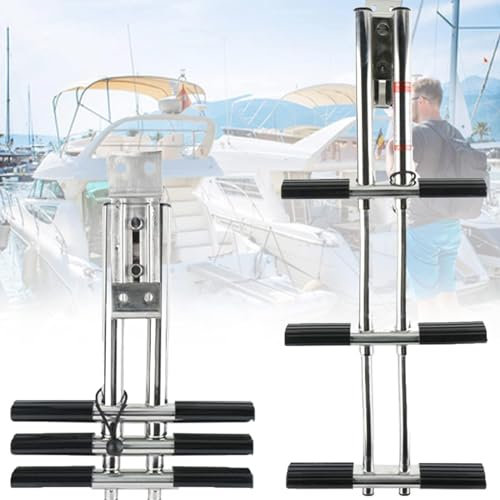 DPQYJPP Bootsleiter aus Edelstahl, Dockleitern, klappbare Teleskopleiter mit 3/4 Abschnitten, Marine-Hängeleiter, Yachtleiter, für Marine-Yacht-Schwimmbäder,3knots
