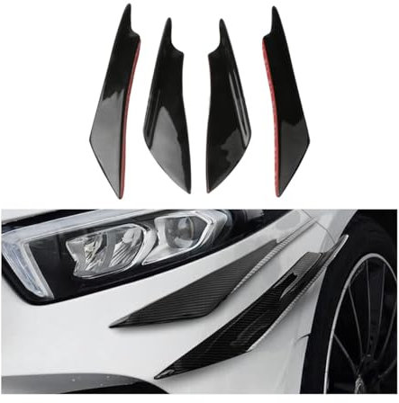 Adunsiaoto 4 Pezzi Fibra Di Carbonio Texture Anteriore Paraurti Lip, Auto Anteriore Paraurti Lip Splitter per Il Corpo, Canard Splitter Diffusore Valenza Corpo Spoiler Kit per Auto(Nero)