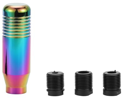 A ABSOPRO Pomo De Cambio Con 3 Adaptadores Para Automáticos Y Manuales | Multicolor, Aleación De Aluminio, 8.5Cm X 2.7Cm, 1Pc, Roscas M8, M10, M12, Agujero 15.8Mm, Diseño Elegante
