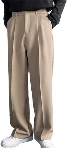 Chino Hose Herren Loose Fit Anzughose Weit Freizeithose Weites Bein Elegant mit Schrägen Taschen Classics Business Hose