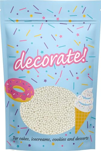 decorate!- Pearls - Glimmer Mother of Pearl Cake Topper Sprinkles - 500g Edible Shimmer Ball Cupcake Decorations - For Weddings, Christenings & Parties