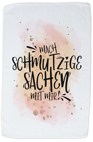 GRAZDesign Geschirrtuch Mach schmutzige Sachen mit Mir Spruch - lustiges Motiv - Küchentuch Geschenk Waffelgewebe 40x60cm