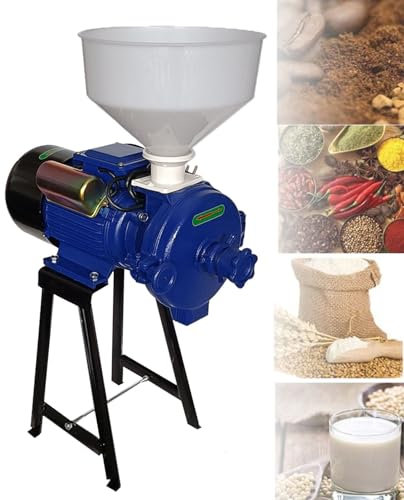 Hydravex Electric Grain Mill Grinder, 1500W 220V Dry & Wet Spice Grinder, Commercial Corn Mill with Funnel, Thickness Adjustable Powder Machine, Heavy Duty Feed Flour Cereal Mill Wheat Grinders