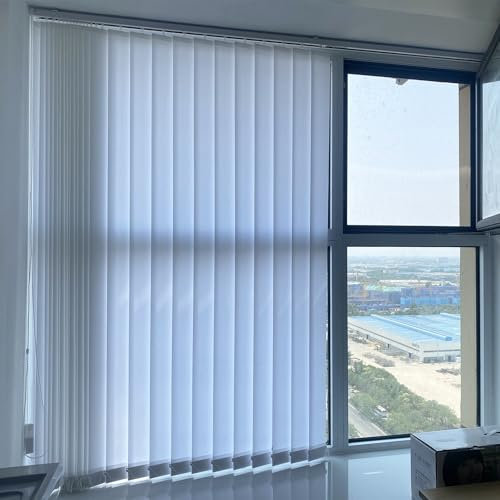 Jalousien Fenster Rollos Für Innen Vertikale Jalousien für französische Fenster/Büro/Konferenzraum, 230 210 180 150 135 115 cm lichtdurchlässige Fensterjalousien, weiße breite Lamellen Fensterladen(21