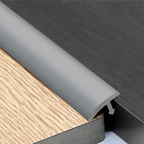 Bodenleisten, Zierleisten, Türleisten für unebene Böden, Metallschutz für die Verbindung von Teppich und Fliesen, Abdeckleiste für Laminat und Holz (Farbe: Hellgrau)